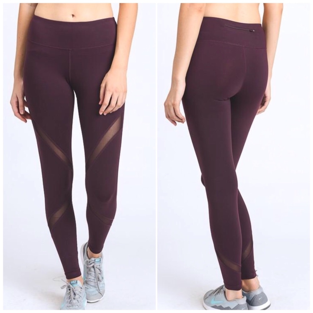 🌻2 for $20🌻 Magenta Mesh Panel Athletic Leggings - Picture 3 of 6